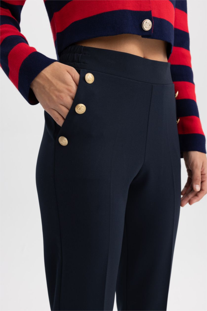 Женщины Синий Брюки Carrot Fit базовые с высокой талией