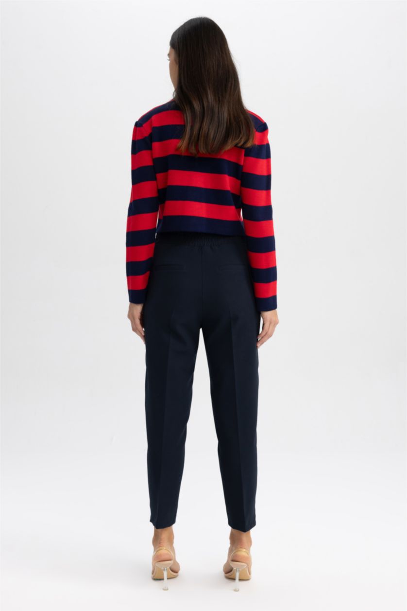 Женщины Синий Брюки Carrot Fit базовые с высокой талией