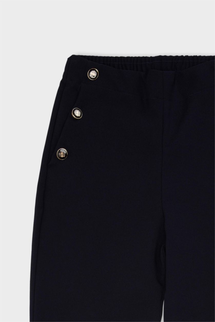WOMAN NAVY Carrot Fit Basic High Waist Straight Leg Trousers
