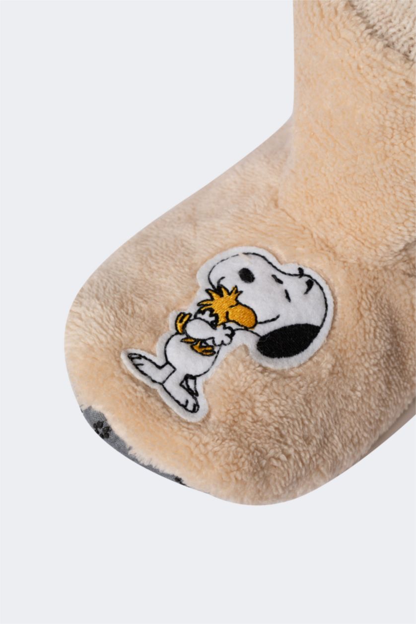 Kadın Bej Kadın Snoopy Düz Taban Ev Botu