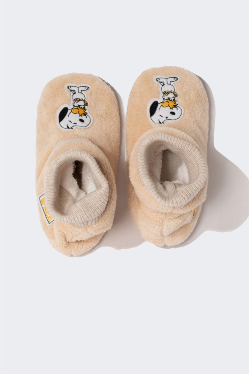 Kadın Bej Kadın Snoopy Düz Taban Ev Botu