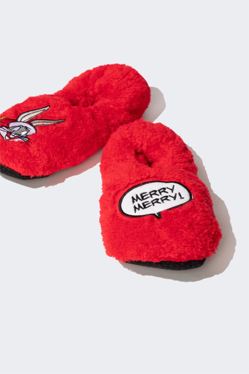 Woman Red Woman Looney Tunes Licensed Flat Sole Home Slipper