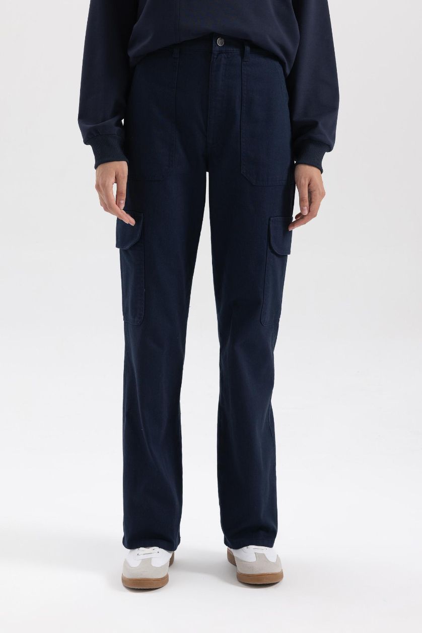 Жіночий Синій Брюки карго з габардину для жінок