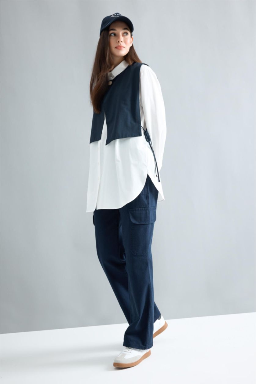 Жіночий Синій Брюки карго з габардину для жінок