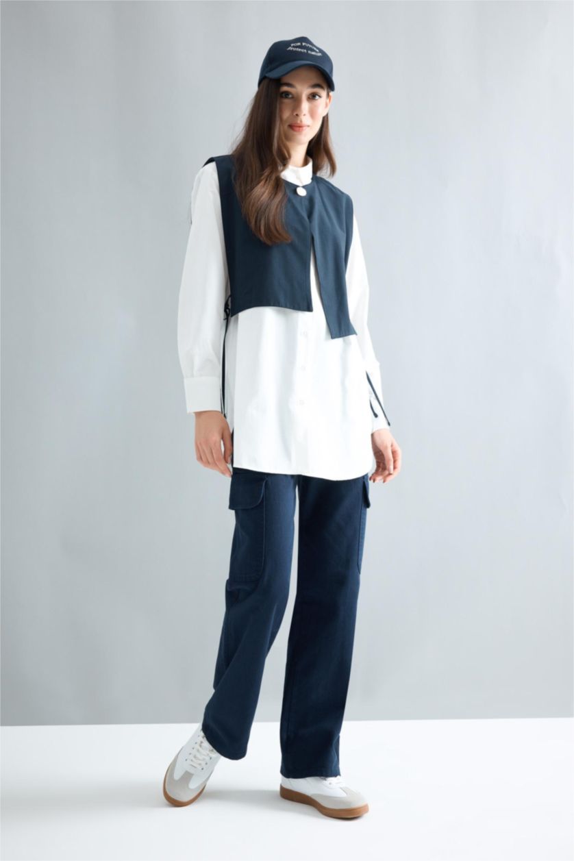 Жіночий Синій Брюки карго з габардину для жінок