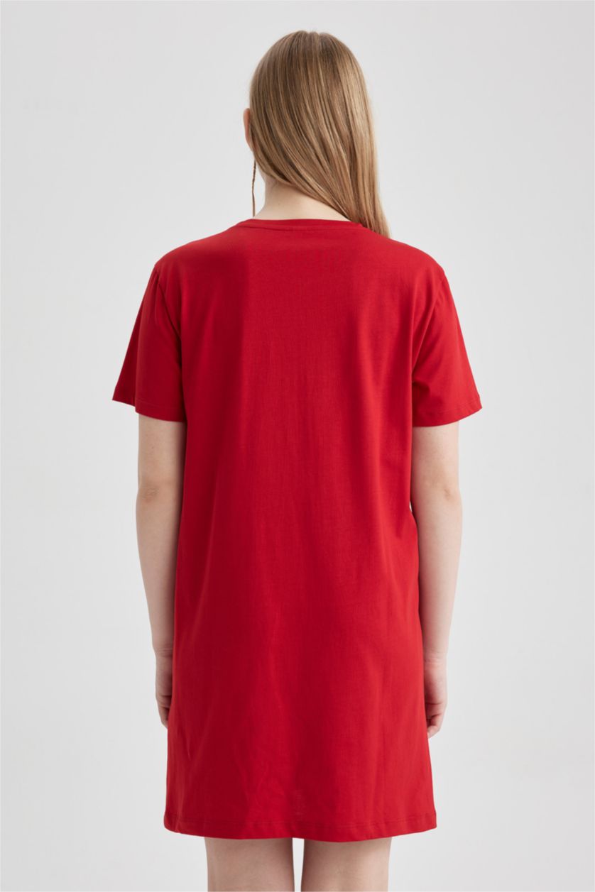 FEMME Rouge Robe En Tricot Col Ras Du Cou