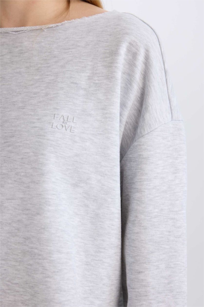 نساء ميلانج رمادي بلوزة كاجوال قصة عادية من Fall in Love