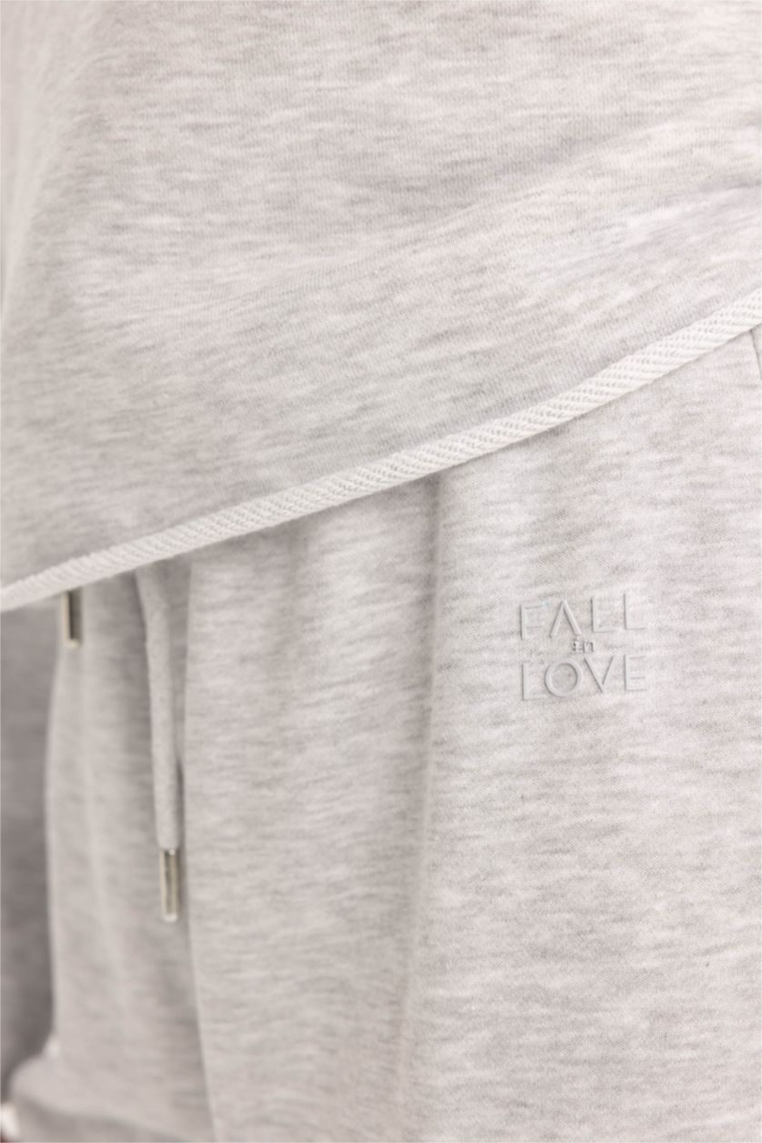 Woman Grey Melange Regular Fit Knitted Bottoms