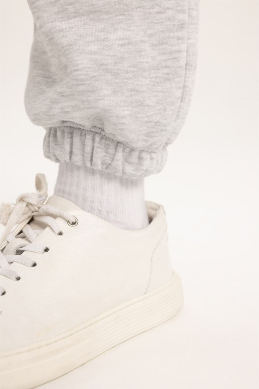 Woman Grey Melange Regular Fit Knitted Bottoms