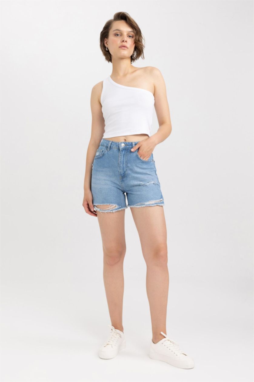 نساء أبيض كروب توب قطن سليم فيت