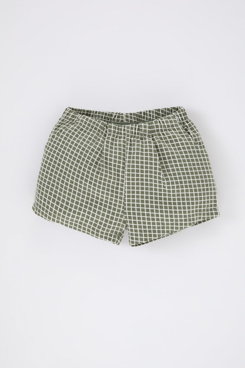 Baby Girls Khaki 3 piece Regular Fit Baby Collar Plaid Set