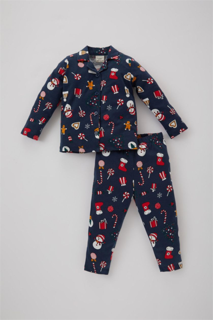 Малыши мальчики Синий Пижама новогодняя с длинным рукавом для малышей мальчиков