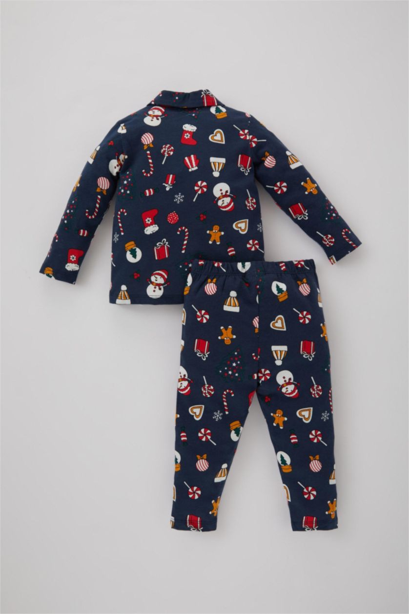 Малыши мальчики Синий Пижама новогодняя с длинным рукавом для малышей мальчиков