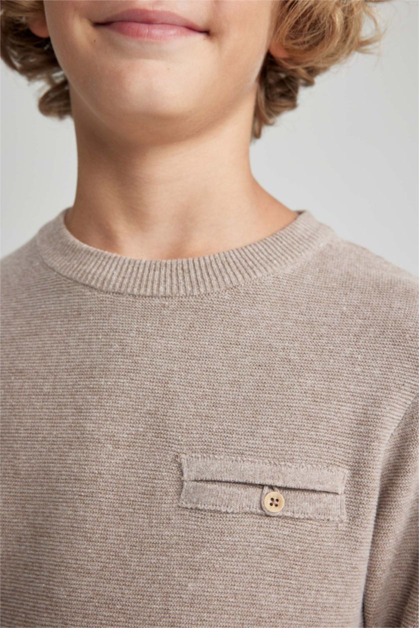 Хлопчачий Візон меланж Пуловер стандартного крою з круглим вирізом трикотажний для хлопчиків