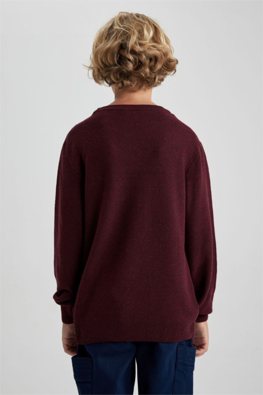 أولادي خمري بلوفر تريكو اولادي قصة عادية برقبة مستديرة