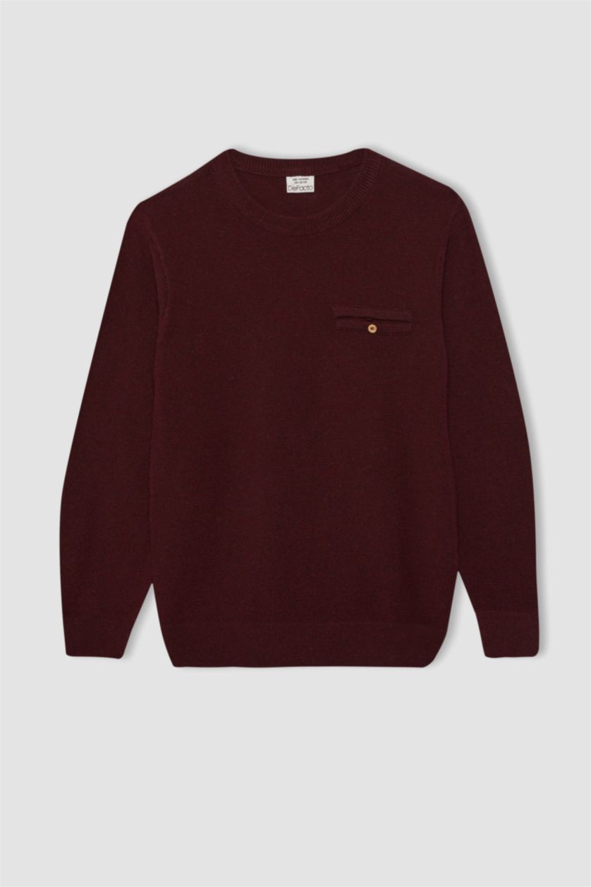 أولادي خمري بلوفر تريكو اولادي قصة عادية برقبة مستديرة