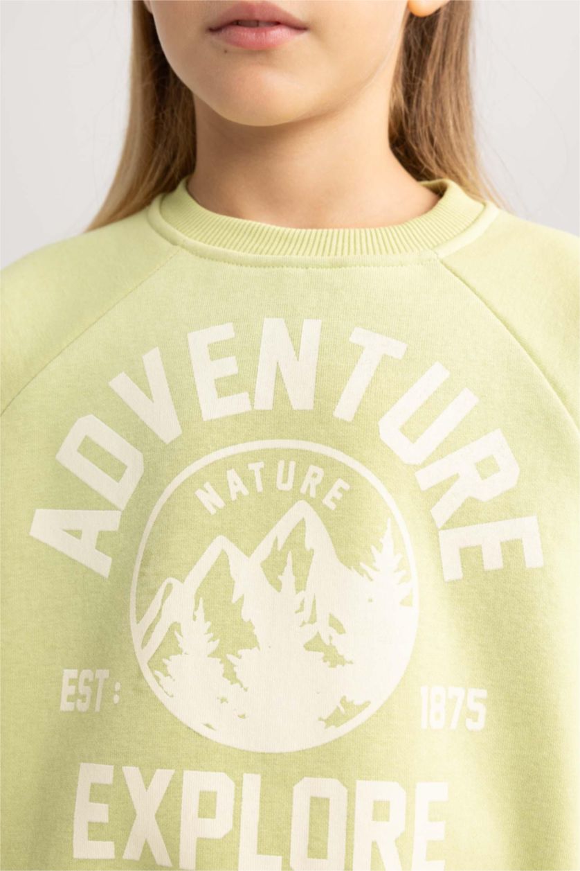 GIRLS & TEENS Light Green Girl Oversize Fit Thick Sweatshirt