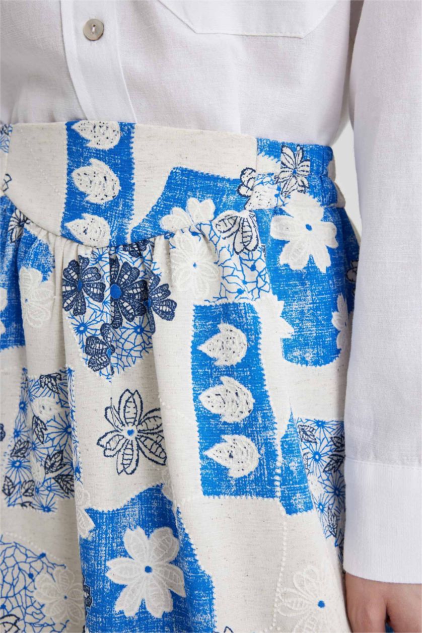 نساء ملكي فاتح تنورة موسلين منقوش