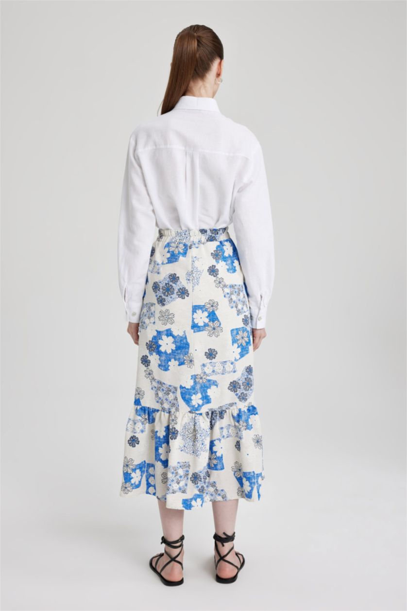 نساء ملكي فاتح تنورة موسلين منقوش