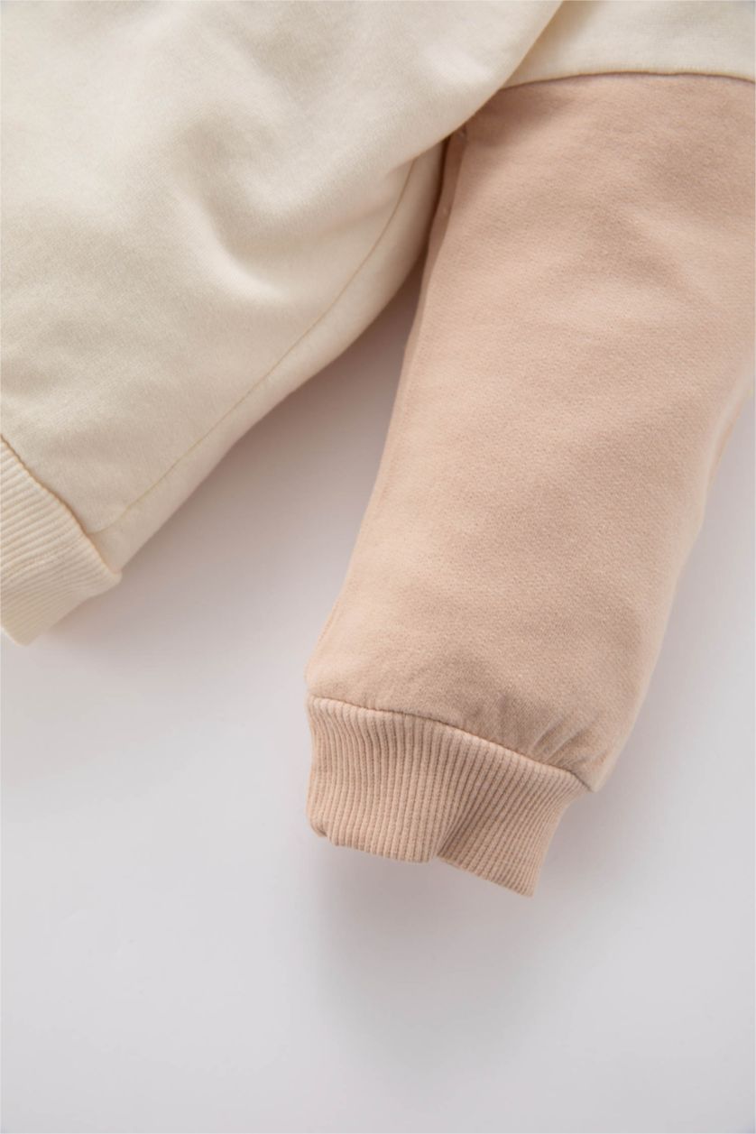 BÉBÉ FILLE Écru Sweat- Shirt Coupe Régulière Col Rond Imprimé Slogan Intérieur En Peluche Pour Bébé Fille