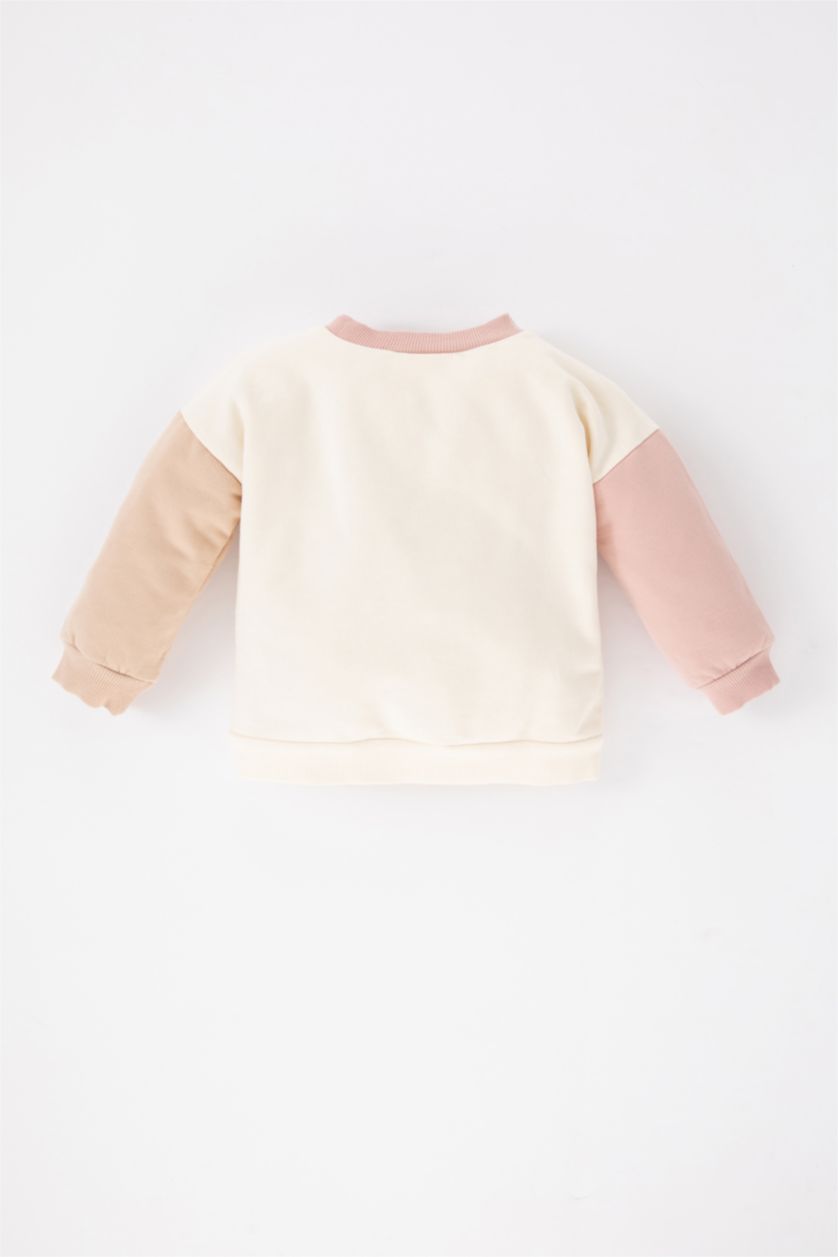 BÉBÉ FILLE Écru Sweat- Shirt Coupe Régulière Col Rond Imprimé Slogan Intérieur En Peluche Pour Bébé Fille
