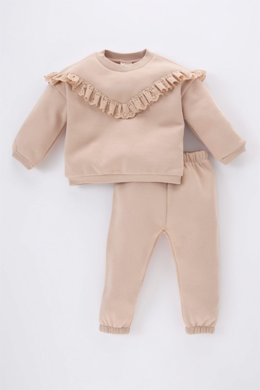 BÉBÉ FILLE Beige Ensemble De Sweat-Shirt Et Pantalon De Survêtement Pour Bébé Fille - 2 Pièces