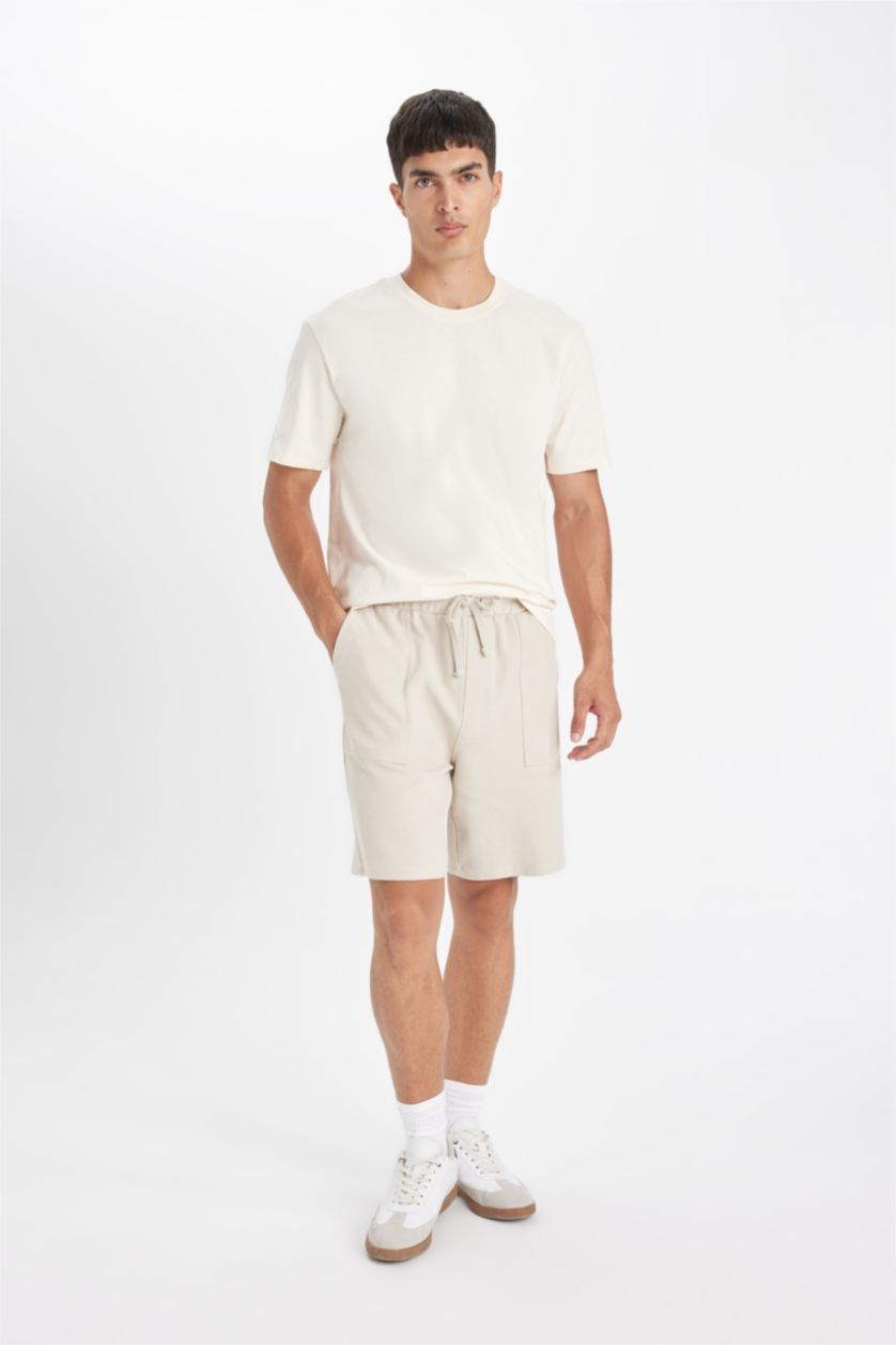 Erkek Taş %100 Pamuk Slim Fit Dar Kesim Esnek Belli Basic Düz Şort