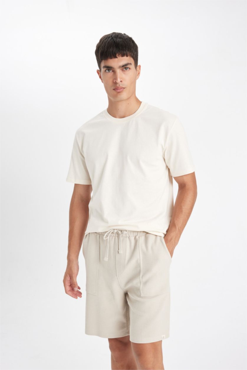 Erkek Taş %100 Pamuk Slim Fit Dar Kesim Esnek Belli Basic Düz Şort