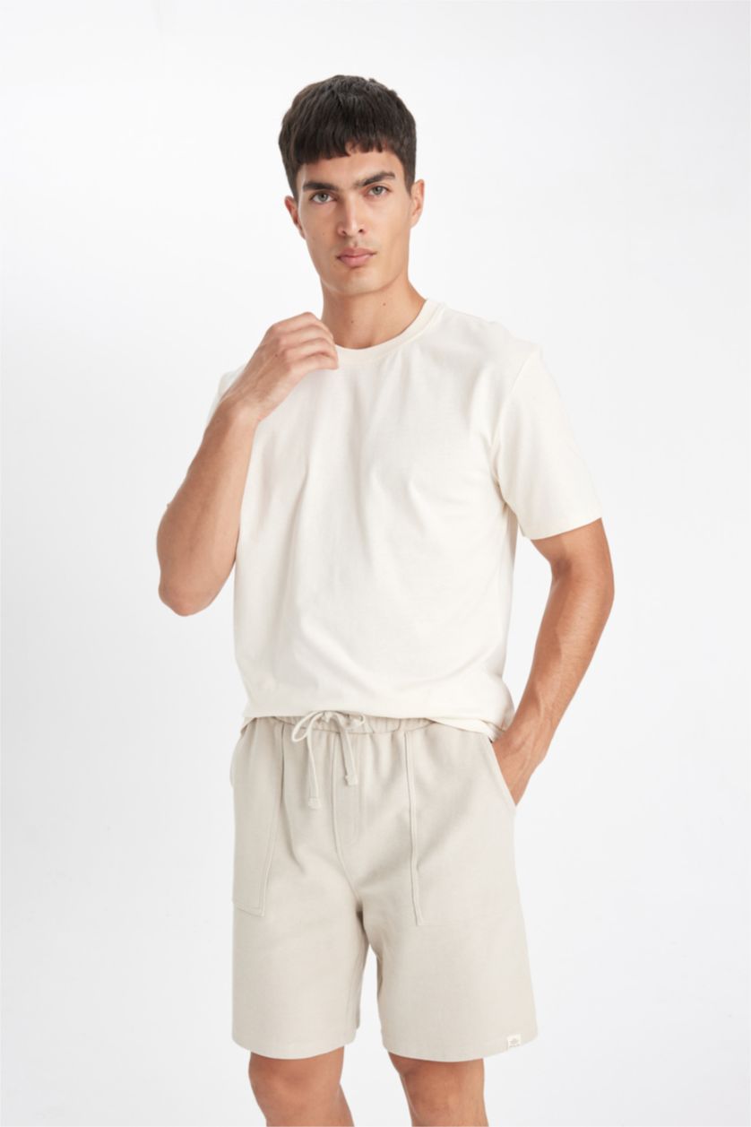 Erkek Taş %100 Pamuk Slim Fit Dar Kesim Esnek Belli Basic Düz Şort