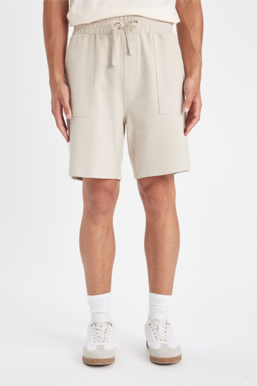 Erkek Taş %100 Pamuk Slim Fit Dar Kesim Esnek Belli Basic Düz Şort