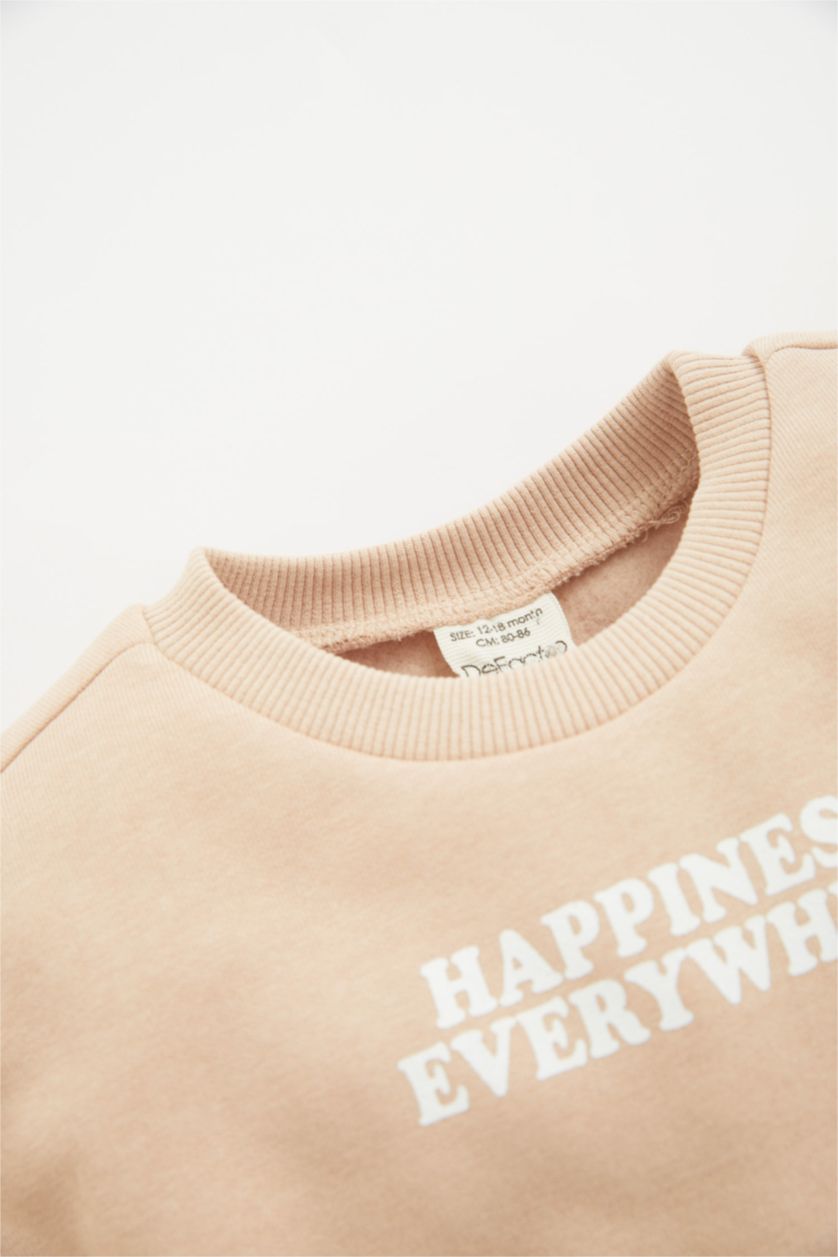 BÉBÉ FILLE Beige Ensemble De Sweat-Shirt Et Pantalon De Survêtement Imprimé Pour Bébé Fille - 2 Pièces