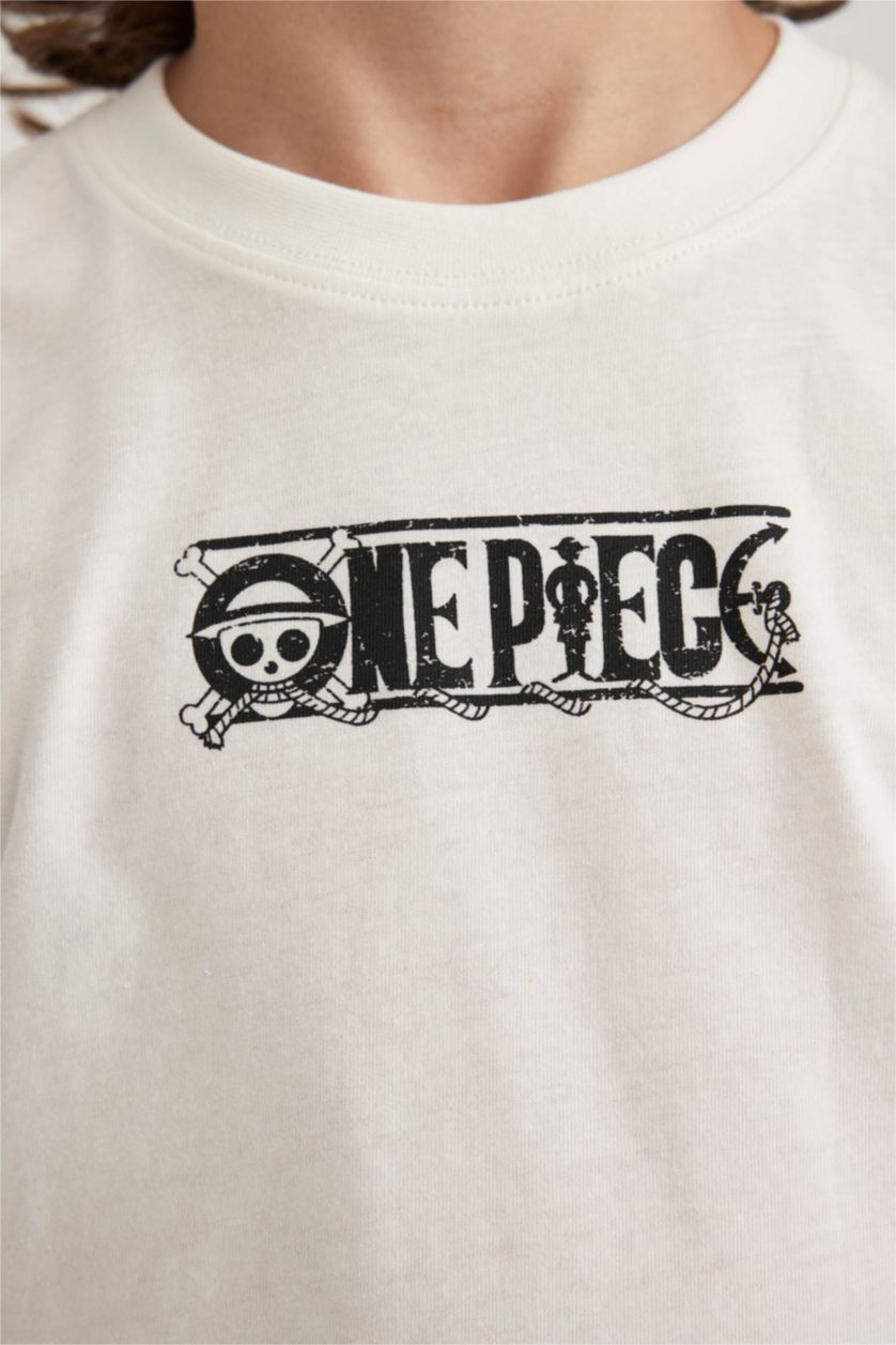 Мальчики и подростки Бежевый Футболка One Piece с круглым вырезом для мальчиков