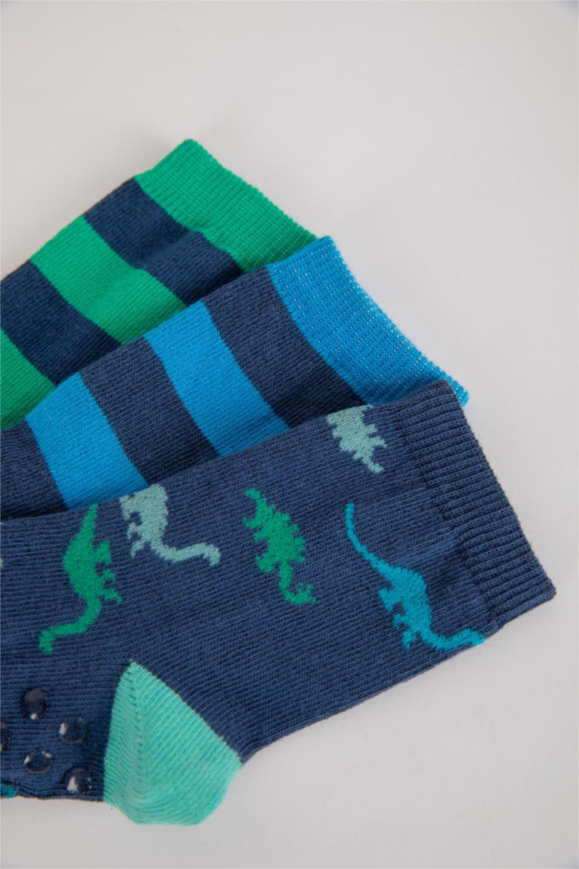 Erkek Bebek Karma Erkek Bebek Kaydırmaz Taban 3'lü Pamuklu Uzun Çorap