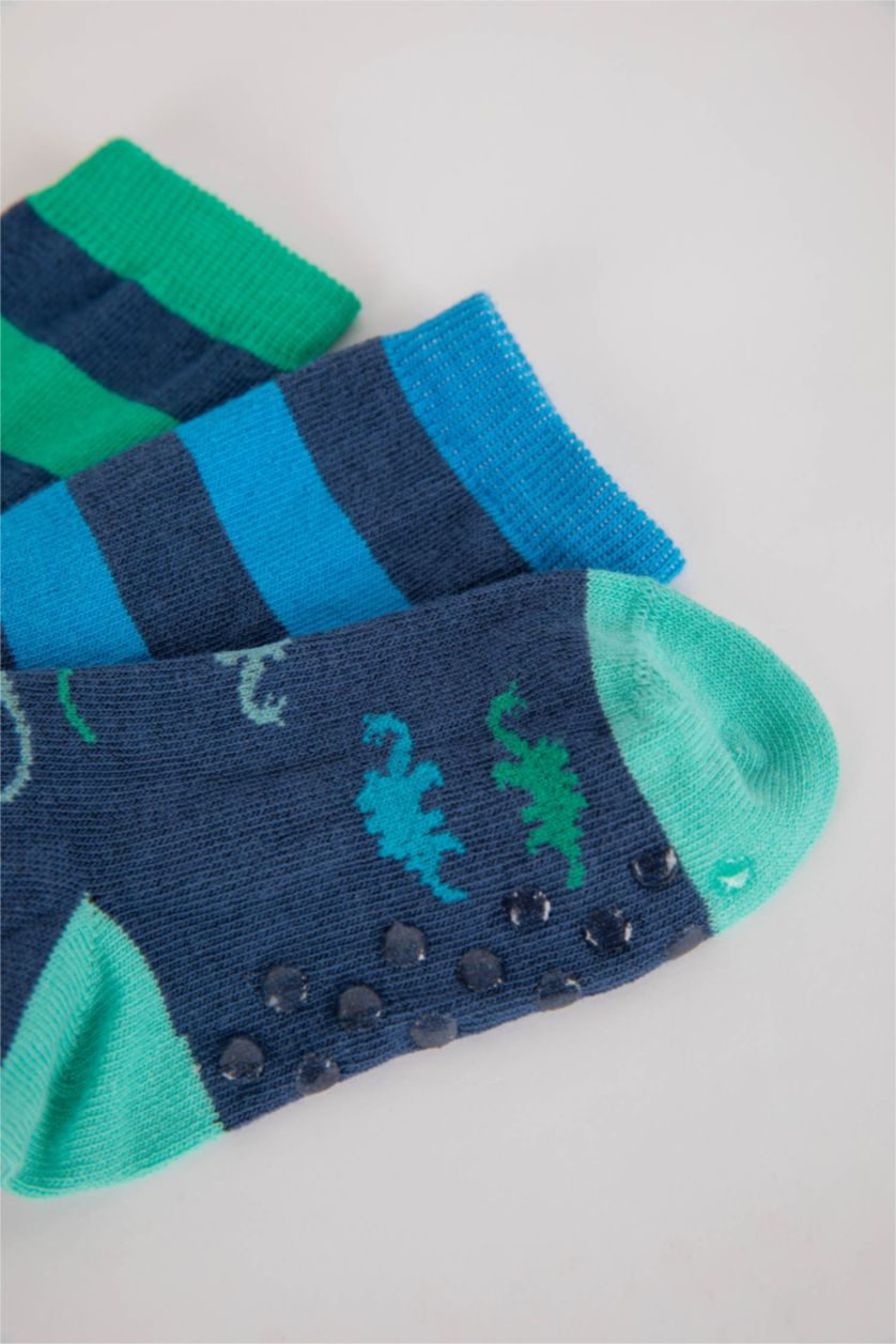 Erkek Bebek Karma Erkek Bebek Kaydırmaz Taban 3'lü Pamuklu Uzun Çorap