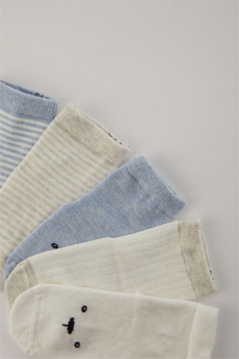 Erkek Bebek Karma Erkek Bebek Kaydırmaz Taban 5'li Pamuklu Uzun Çorap