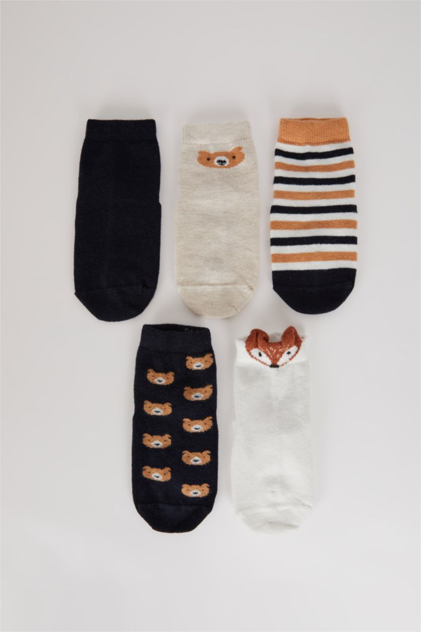 Erkek Bebek Karma Kaydırmaz Taban 5'li Pamuklu Uzun Çorap Erkek Bebek