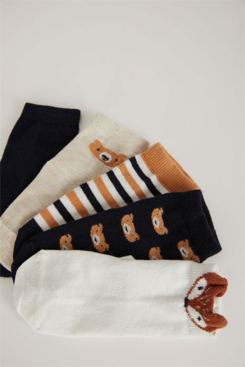 Erkek Bebek Karma Kaydırmaz Taban 5'li Pamuklu Uzun Çorap Erkek Bebek