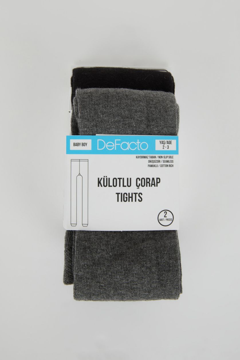 Erkek Bebek Karma Erkek Bebek Okula Dönüş Kaydırmaz Taban 2'li Pamuklu Külotlu Çorap