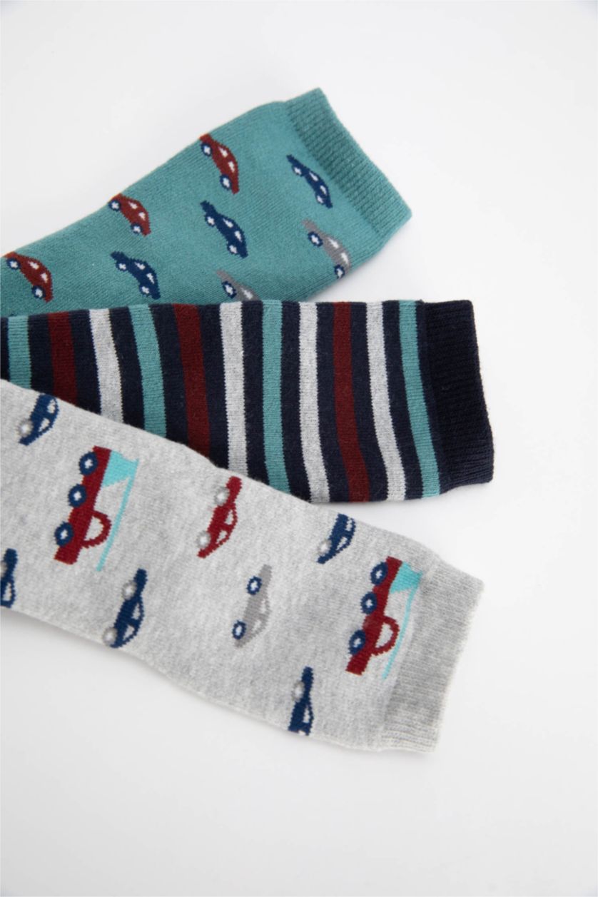Erkek Bebek Karma 3'lü Pamuklu Uzun Çorap Erkek Bebek