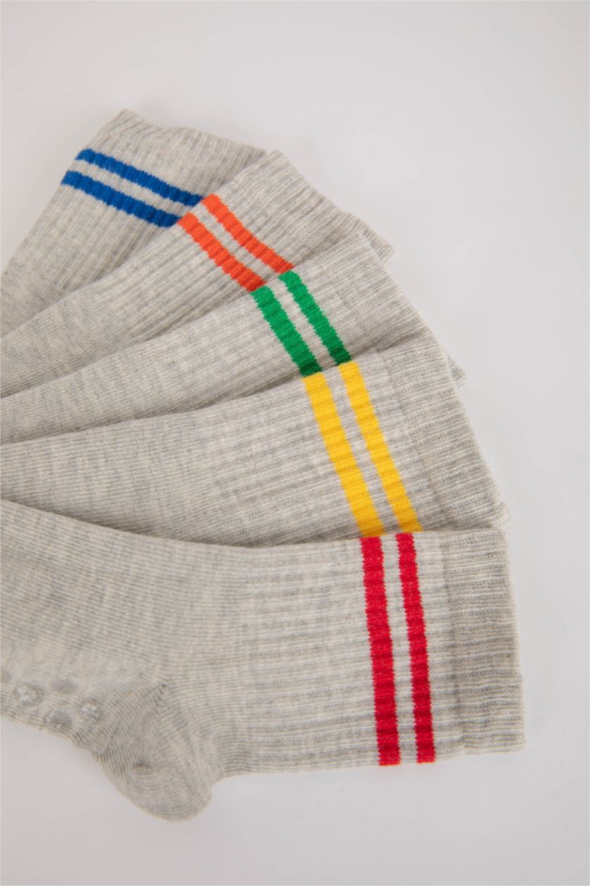 Erkek Bebek Karma Erkek Bebek Kaydırmaz Taban 5'li Pamuklu Uzun Çorap
