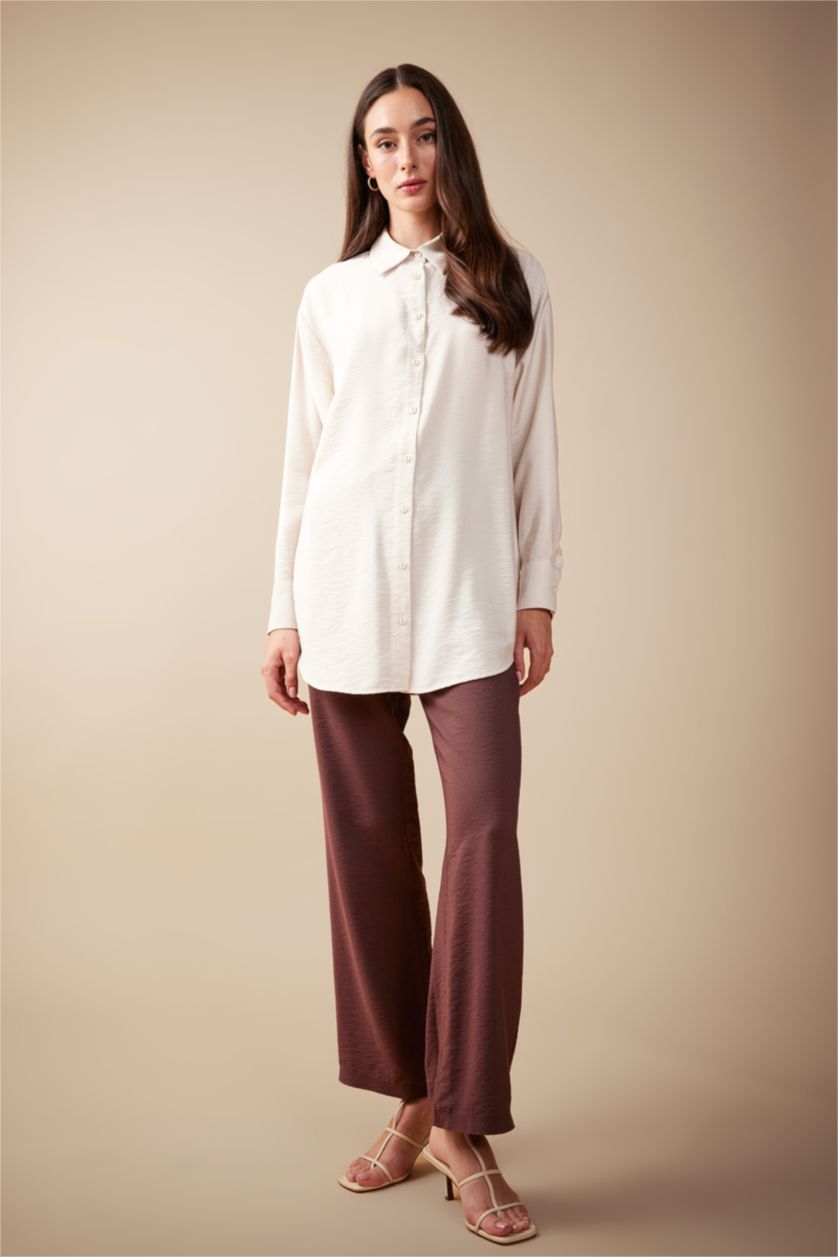 WOMAN Beige Relax Fit Long Sleeve Shirt Tunic