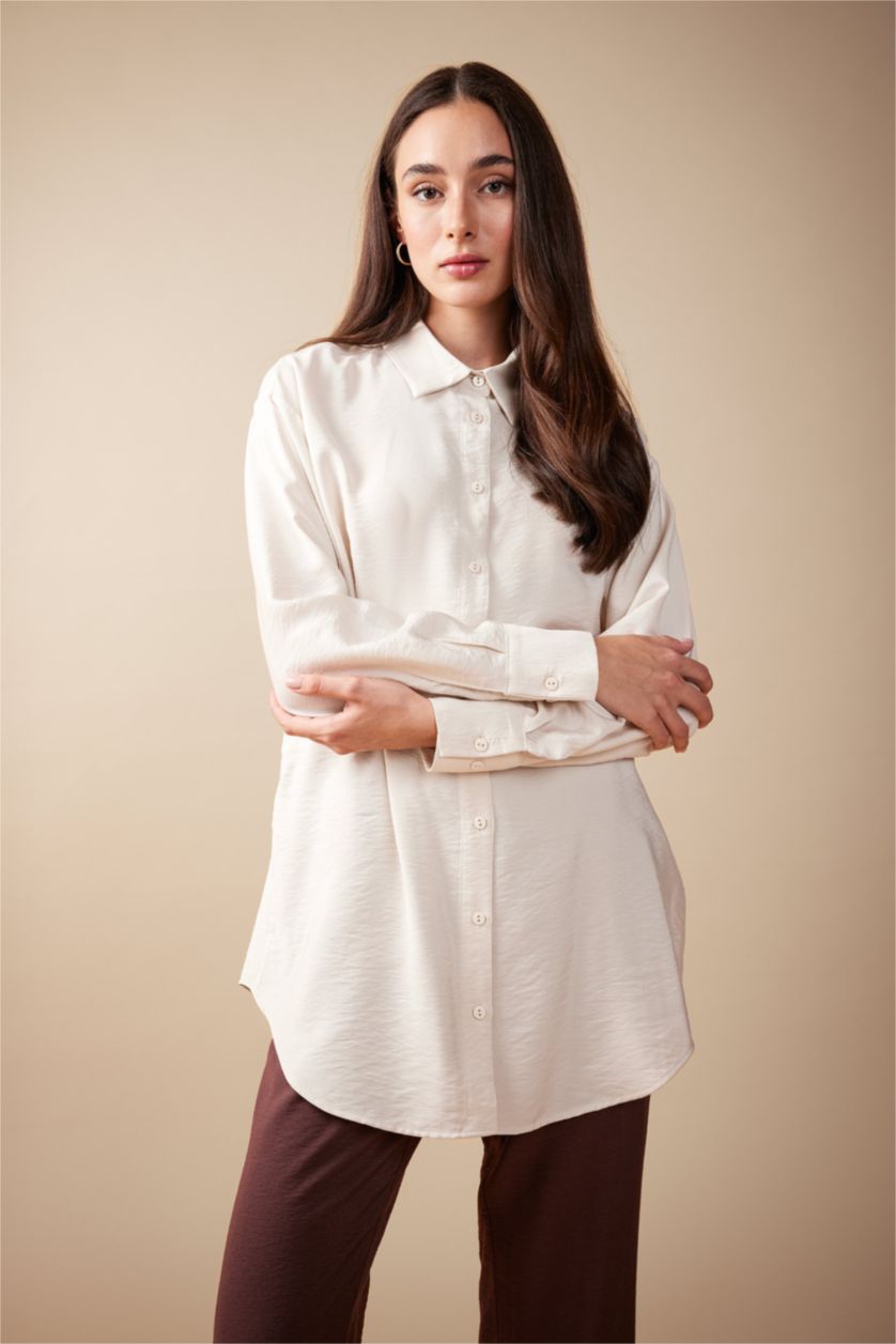 WOMAN Beige Relax Fit Long Sleeve Shirt Tunic