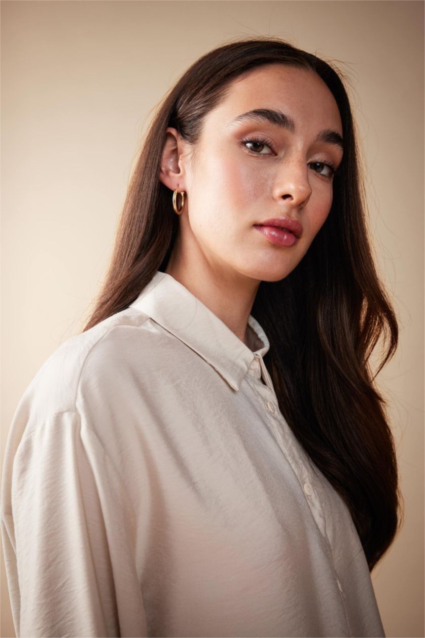 WOMAN Beige Relax Fit Long Sleeve Shirt Tunic