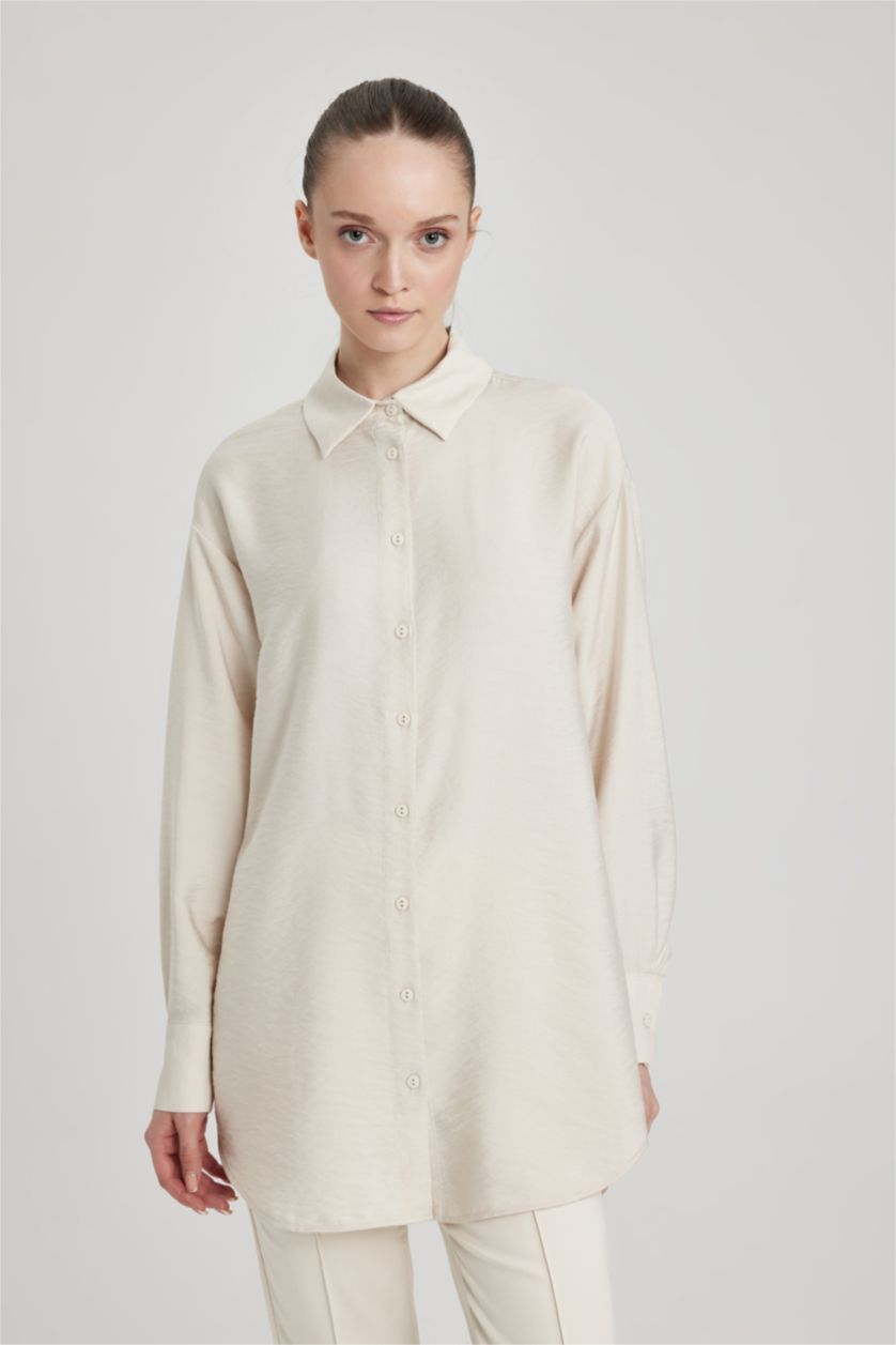 WOMAN Beige Relax Fit Long Sleeve Shirt Tunic