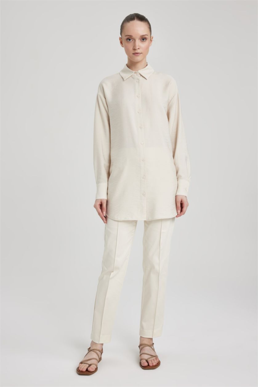 WOMAN Beige Relax Fit Long Sleeve Shirt Tunic