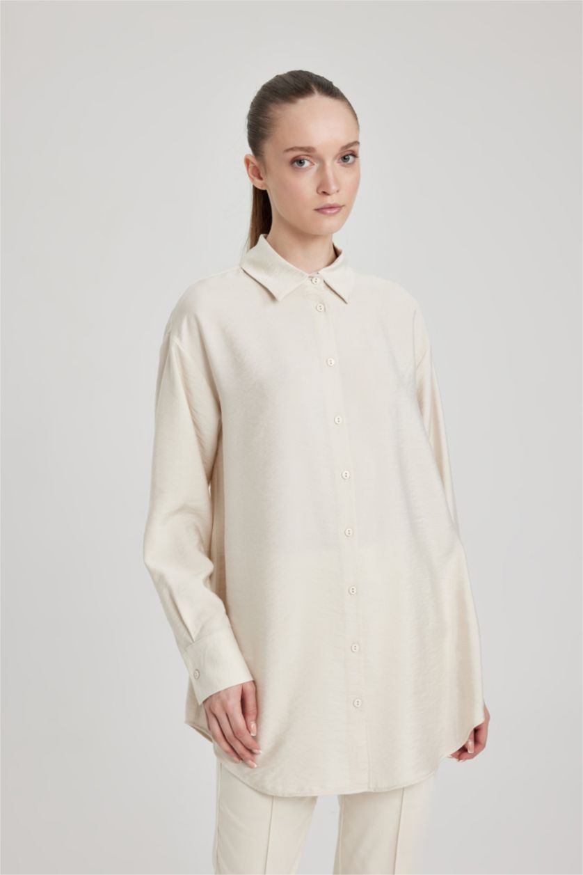 WOMAN Beige Relax Fit Long Sleeve Shirt Tunic