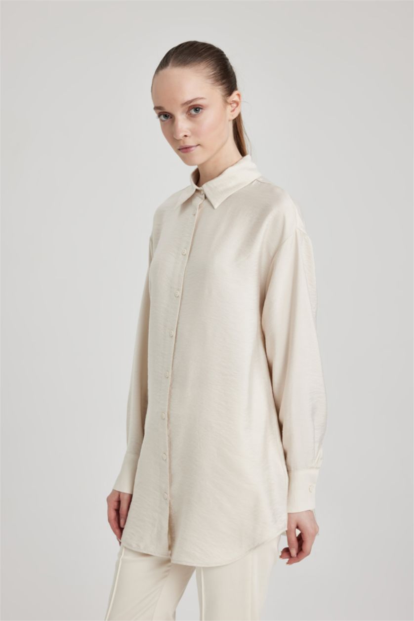 WOMAN Beige Relax Fit Long Sleeve Shirt Tunic