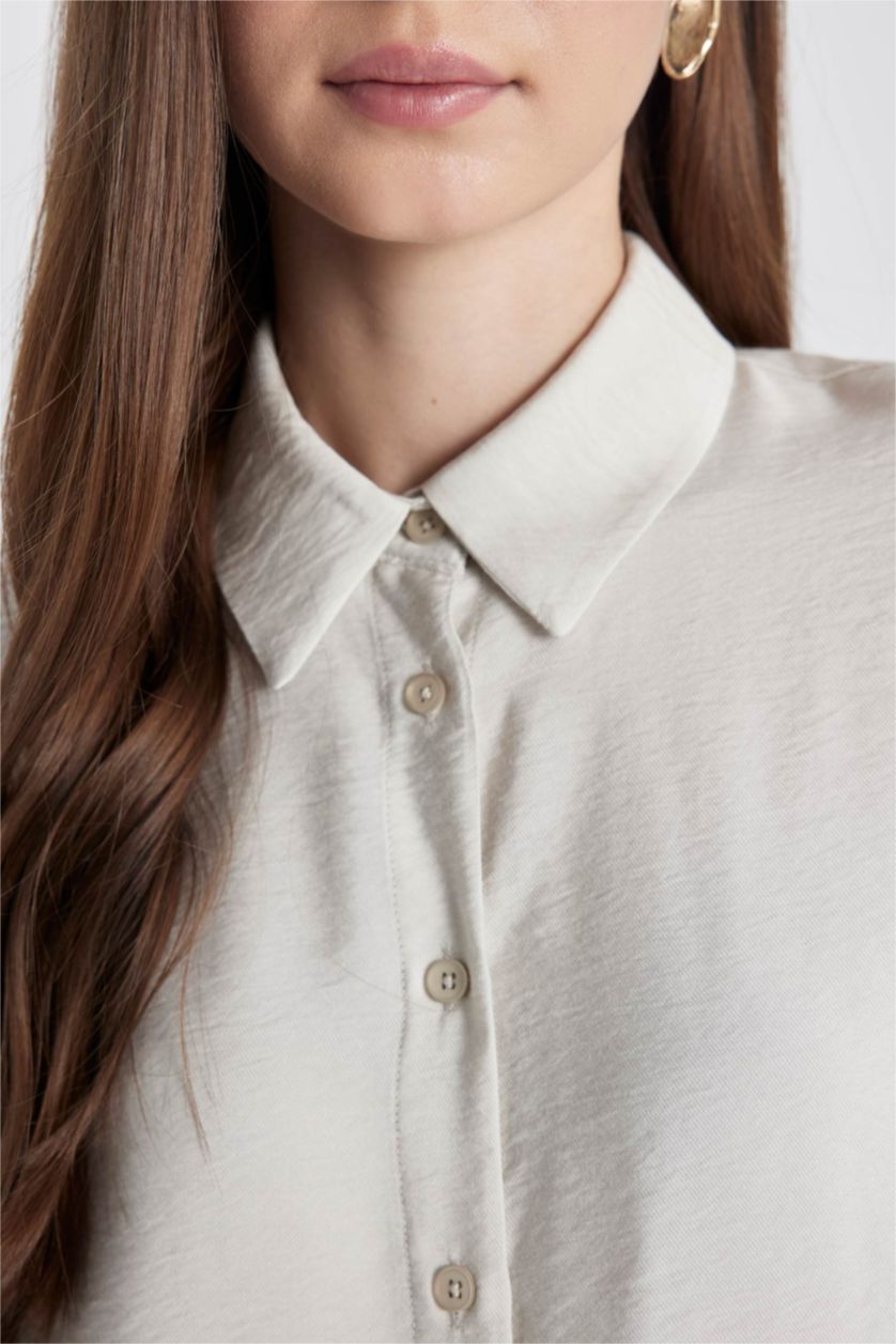 WOMAN Light Beige Relax Fit Long Sleeve Shirt Tunic