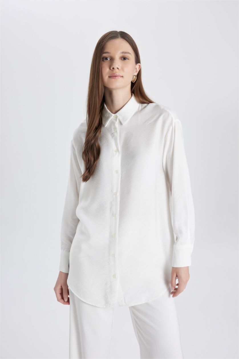 WOMAN Ecru Relax Fit Long Sleeve Shirt Tunic