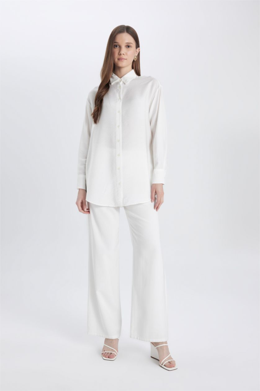 WOMAN Ecru Relax Fit Long Sleeve Shirt Tunic